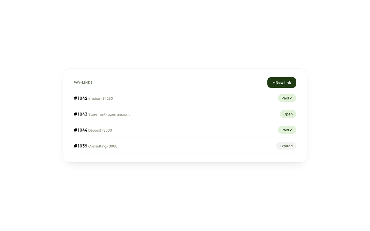 Pay-link status list