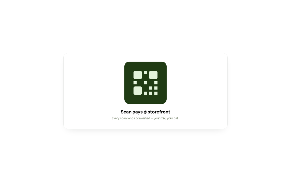 Storefront QR paying a tag
